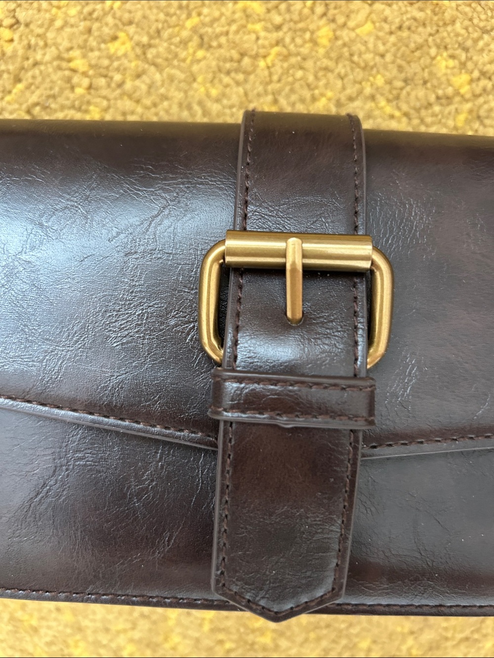 Brandy Melville Dark Brown Shoulder Bag with Buckle - Picture 2 of 4